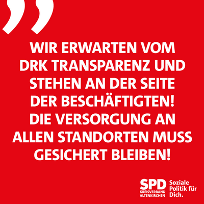 Wir erwarten vom DRK Transparenz und stehen an der Seite der Beschäftigten! Die Versorgung muss gesichert sein!